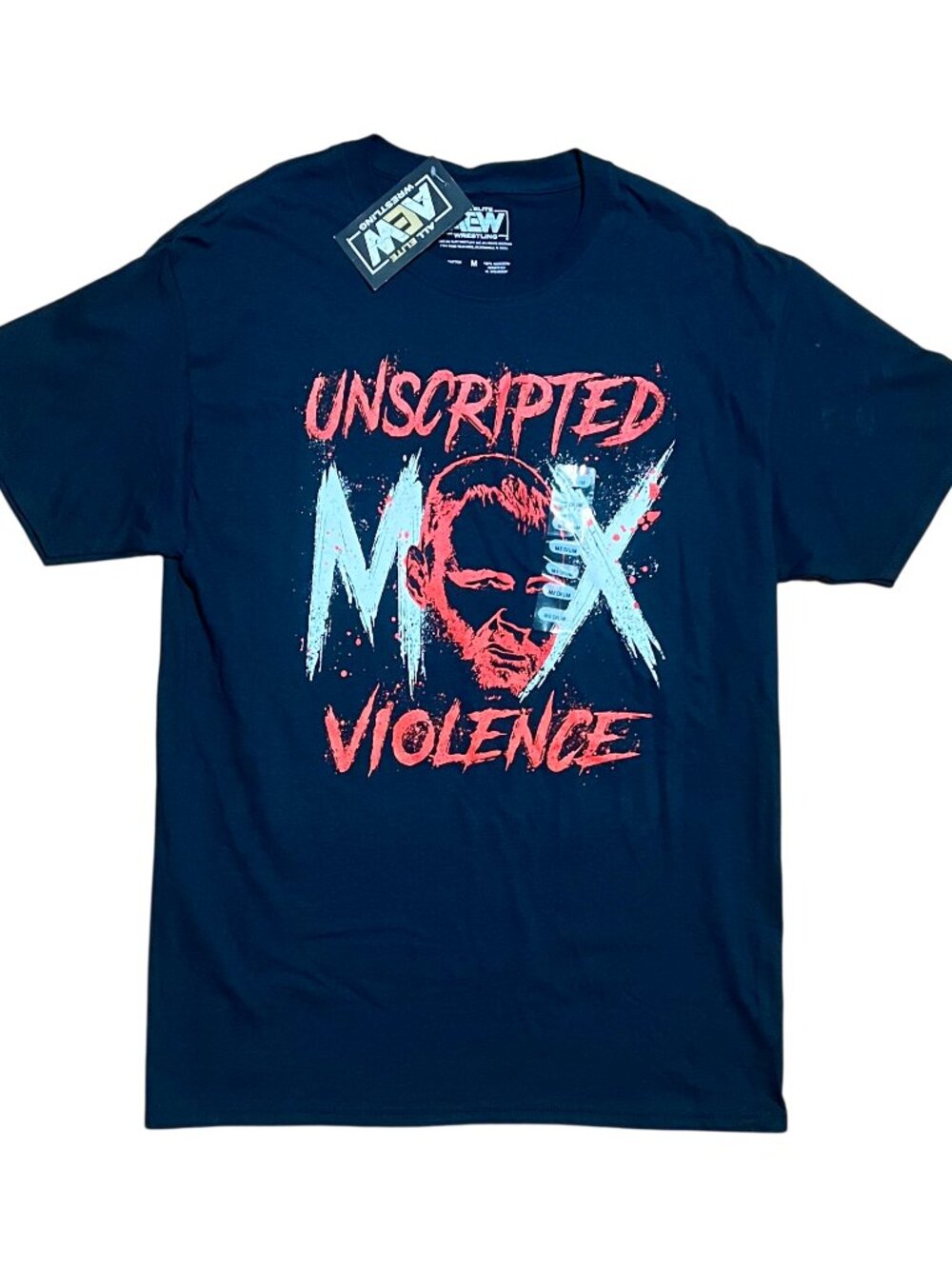 Jon Moxley AEW Wrestling Unscripted Violence Graphic T-Shirt, Men's Medium